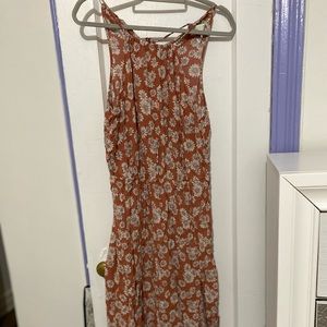 Floral orange dress with opening in front